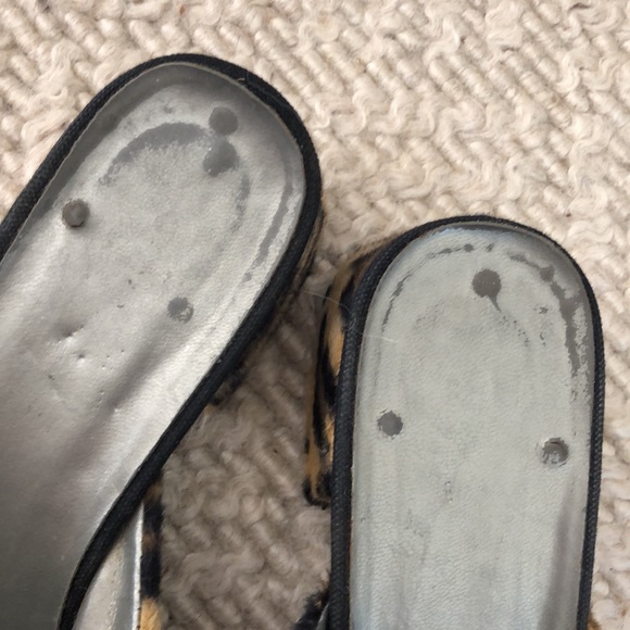 faux fuzzy Leopard Slide Mule Casual chunky heel shoe - Picture 16 of 16